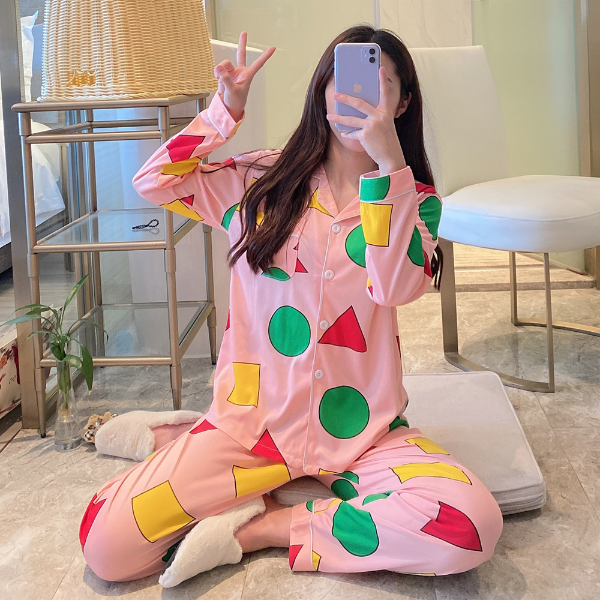 Women's Pajamas Lace Loose Cute Long Sleeve Homewear Set