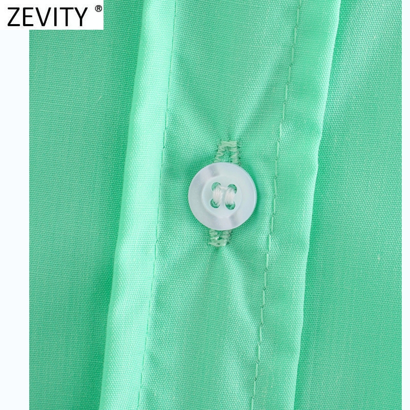 Zevity New Women Simply Candy COlor Single Breasted Poplin Shirts Office Lady Long Sleeve Tops