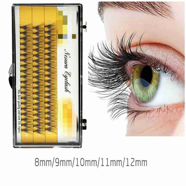 False Eyelashes Flare Cluster Eye Lashes Knotted/Knot Free 0.07mm Thick 8/9/10/11/12mm Makeup