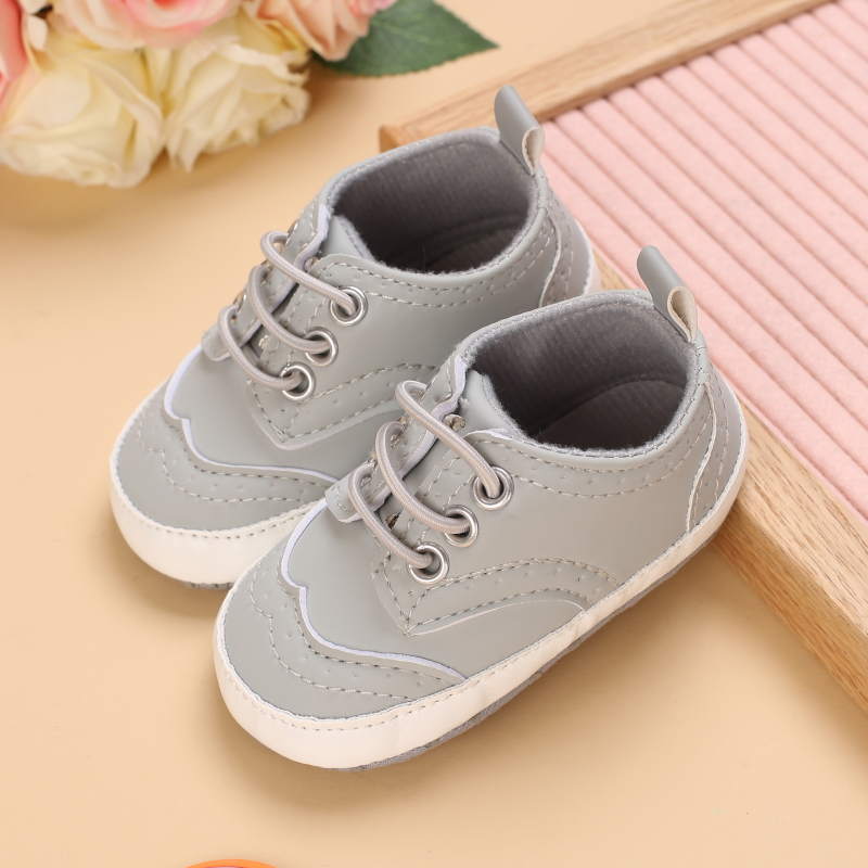 Spring And Autumn Style Baby Lacing Pure Color Recreational Sports Shoes Baby Shoes Casual Shoes