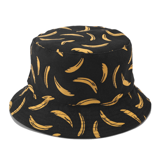 Women Men Couples Bohemian Banana Print Bucket Hat Summer Reversible Packable Hats & Caps