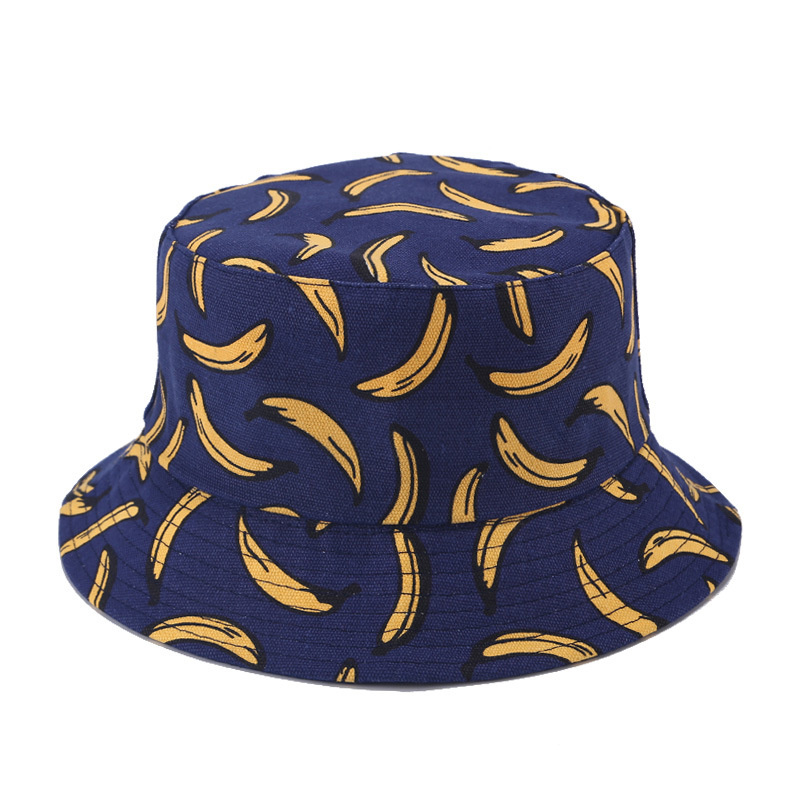 Women Men Couples Bohemian Banana Print Bucket Hat Summer Reversible Packable Hats & Caps