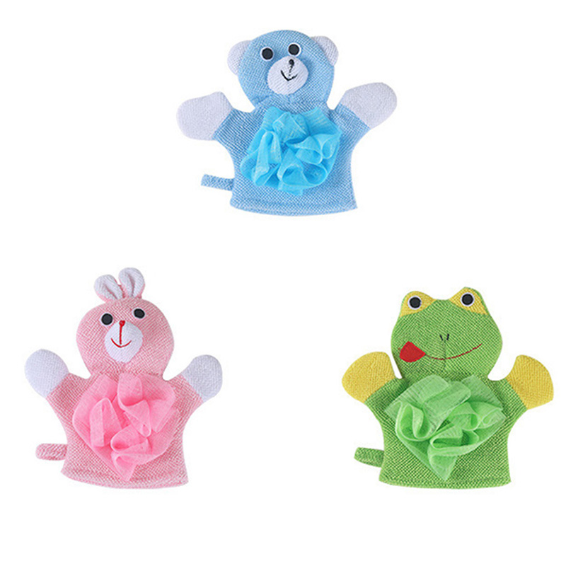 Soft Baby Bath Brush Kids Body Scrubber Exfoliating Sponge Cartoon Animal Baby Care