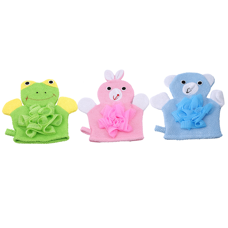 Soft Baby Bath Brush Kids Body Scrubber Exfoliating Sponge Cartoon Animal Baby Care
