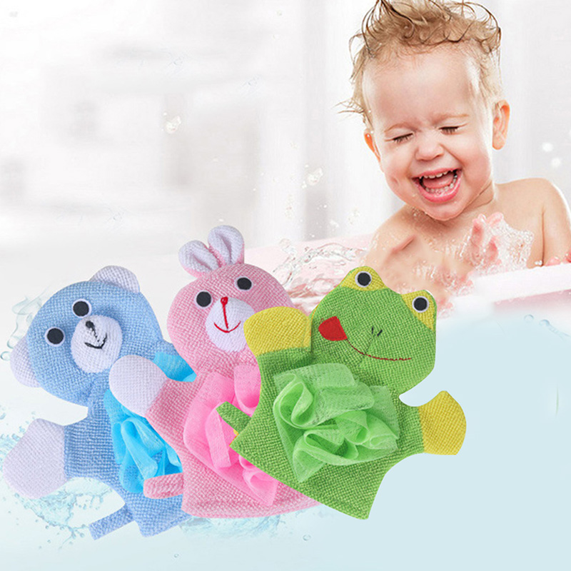 Soft Baby Bath Brush Kids Body Scrubber Exfoliating Sponge Cartoon Animal Baby Care