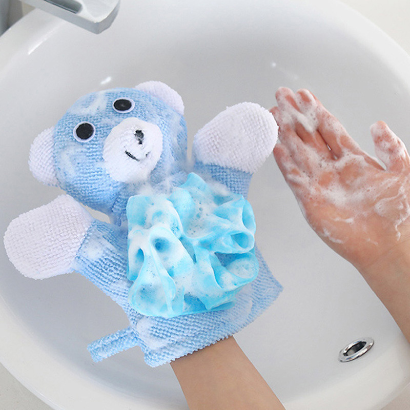 Soft Baby Bath Brush Kids Body Scrubber Exfoliating Sponge Cartoon Animal Baby Care
