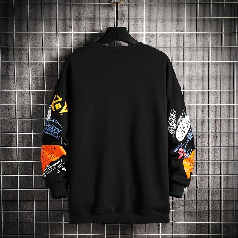 Mens Crewneck Sweatshirt Men 2021 Graffiti Oversized Japanese Sweatshirts, Cardigans & Hoodies