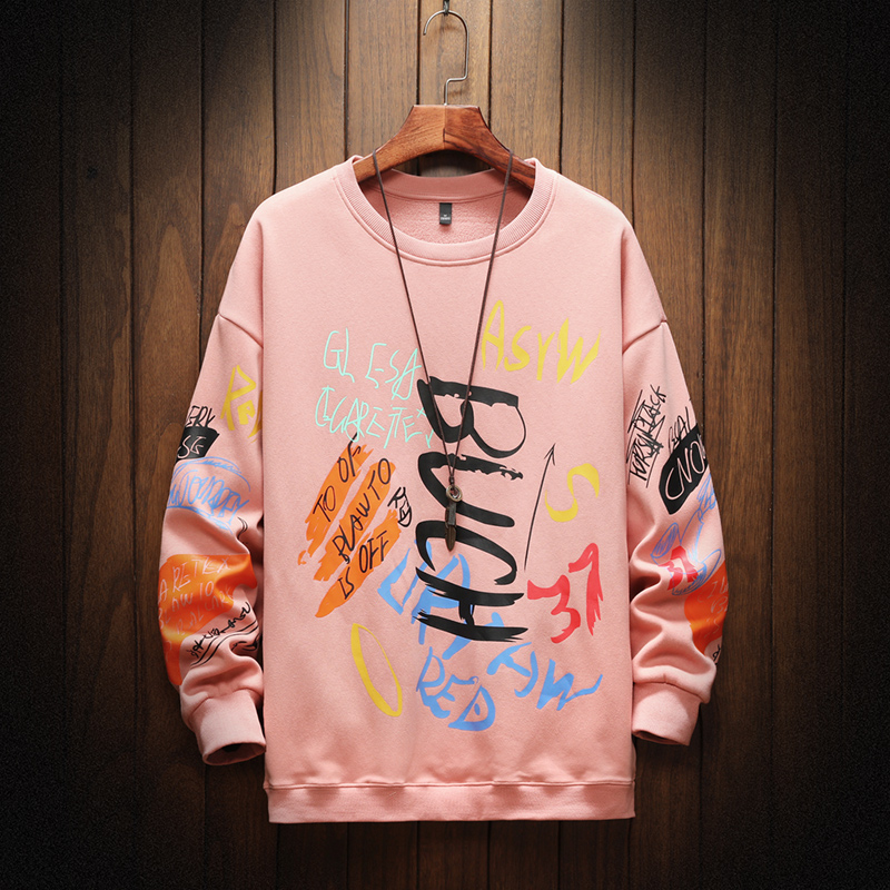 Mens Crewneck Sweatshirt Men 2021 Graffiti Oversized Japanese Sweatshirts, Cardigans & Hoodies