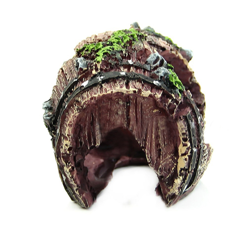 Resin Aquarium Ornaments Decorations Artificial Barrel Cave Landscaping Home Decor