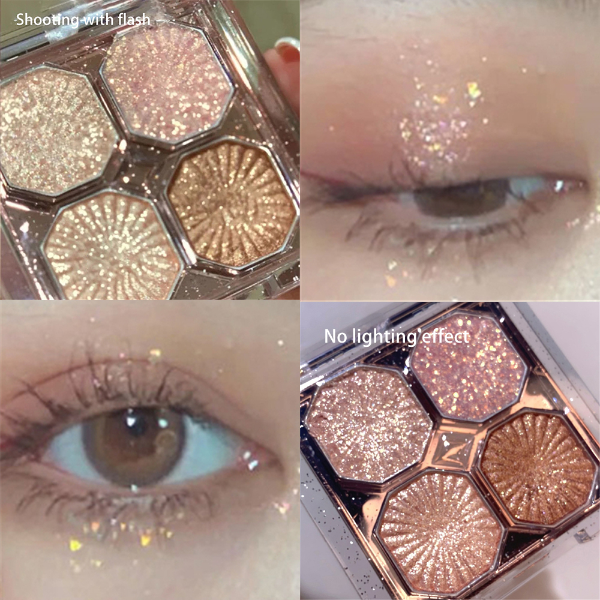 Four-colors Pearly Eyeshadow Palette Bright Matte Shimmer Crystal Chandeliers Glitter Makeup