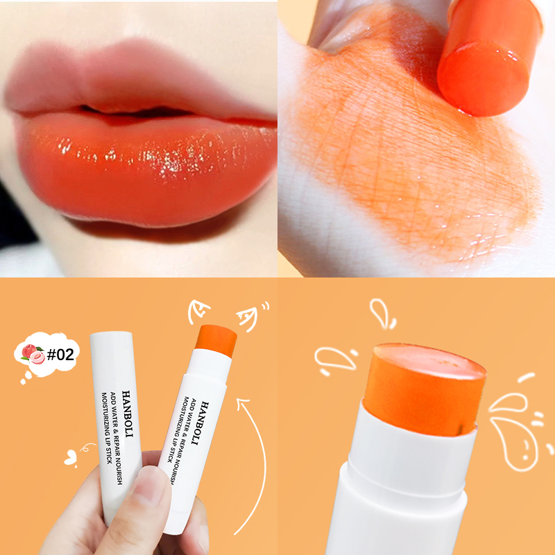 1pc Color Changing Lip Balm Nourish Moisturizing Anti-cracking Temperature Change Lipstick Orange Lips Makeup