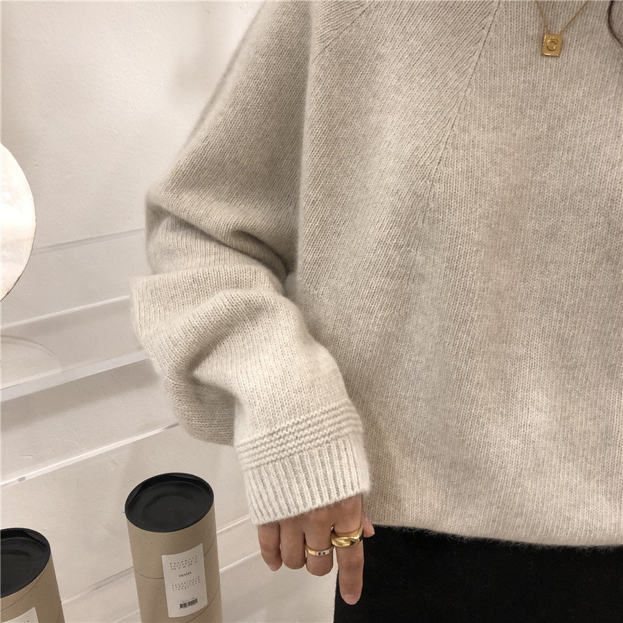 Ailaile Knit Sweater Women Long Sleeve Loose Wool Pullover Round O Neck Outer Jumper Autumn Winter Thick All Match Tops