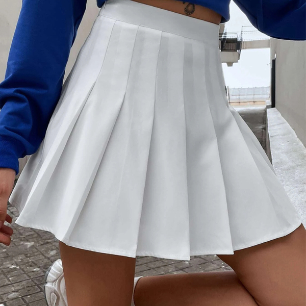Preppy Style High Waist Solid Pleated Mini Skirt Women Summer Spring Korean Fashion Cute White A-line Skirt Y2k Skort Skirts