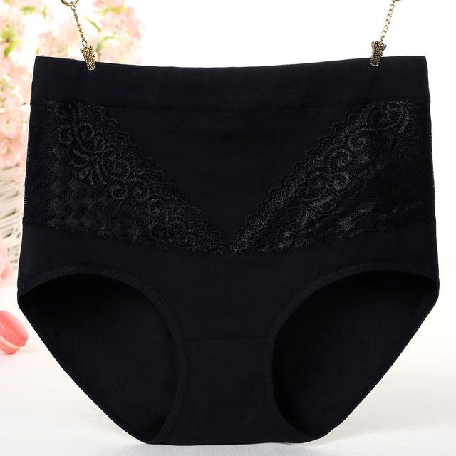 Women High-waist Panties Large Size Lace-trimmed Hip-lift Women Cotton Underwear  Lingerie