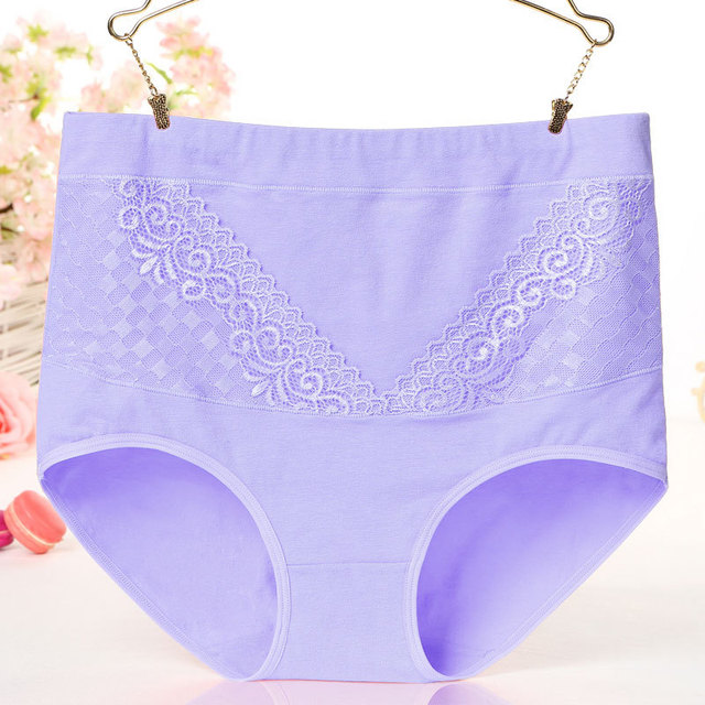 Women High-waist Panties Large Size Lace-trimmed Hip-lift Women Cotton Underwear  Lingerie