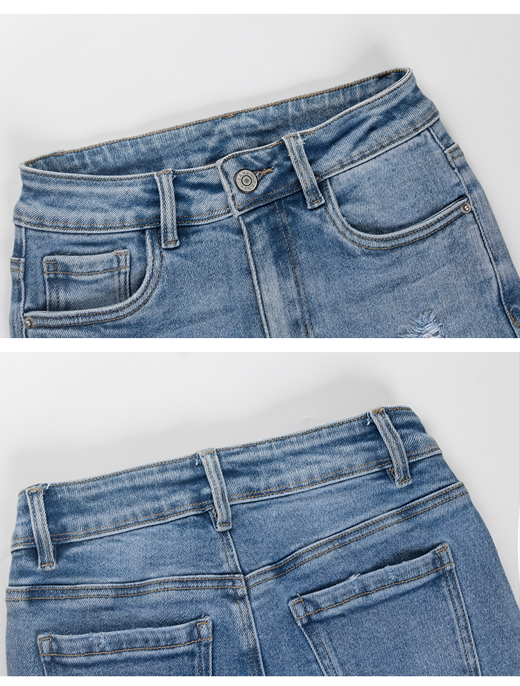 Light Blue Sexy Skinny Women Jeans Stretch Butt Lift Ripped Hole Denim Pants Lady Clothes Girls Tight Trousers & Leggings
