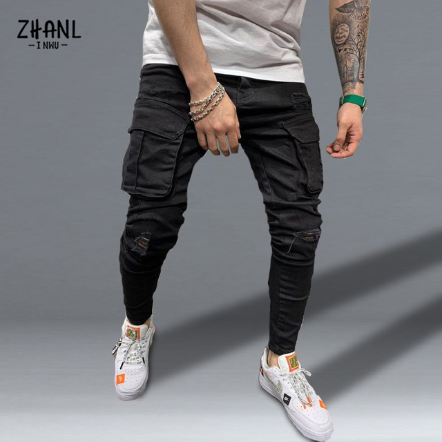 Mens Stretchy Skinny Ripped Jeans Men Slim Fit Denim High Quality Jean Fashion Trousers