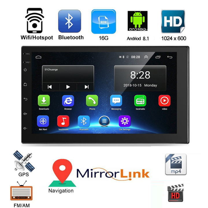 sunRiseAtSea Android 8.1 Car Navigation Stereo Bluetooth - 7&quot; HD Touch Screen(YYD-7010G)