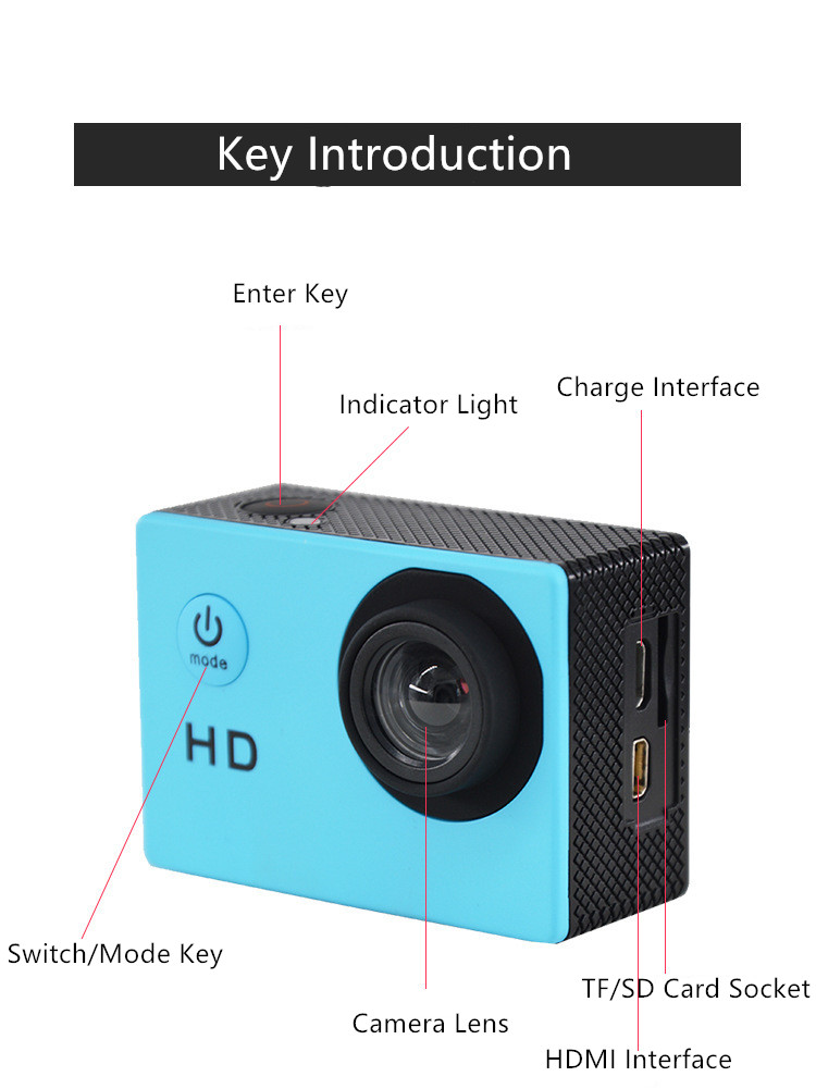 Camera Outdoor Camera 30M waterproof Multifunction Sports Mini DV Digital Camera Aerial Photography