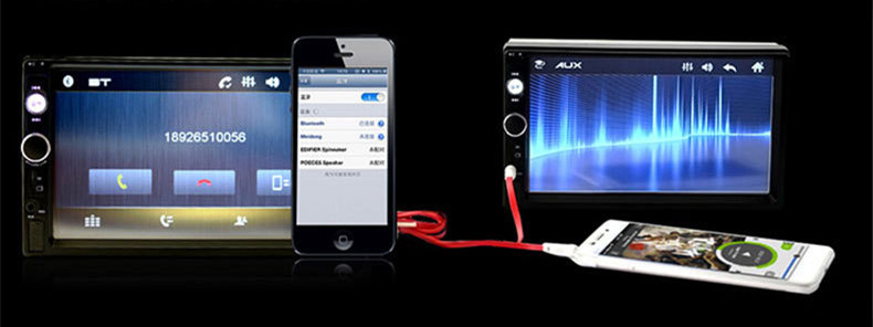 2 Din Car Radio,7 Inch HD 1080P Touch Screen Head Unit,Car Receiver MP5/4/3 Video BT Player (7023B)