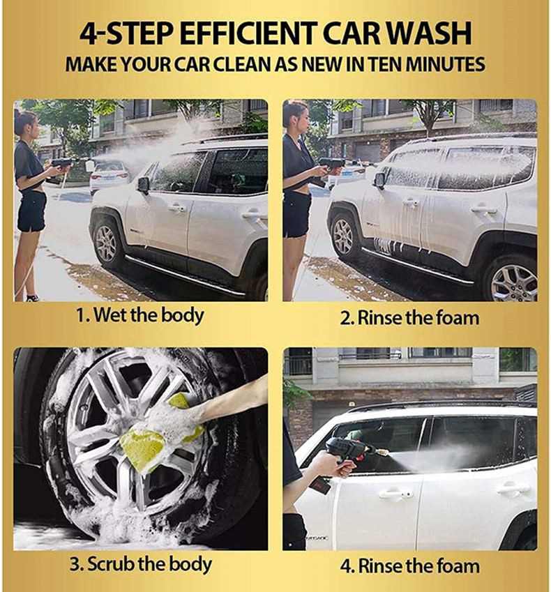 24V Electric Pressure Car Washer, Portable Cordless Pressure Cleaner Set Equipment with Li-Ion Battery