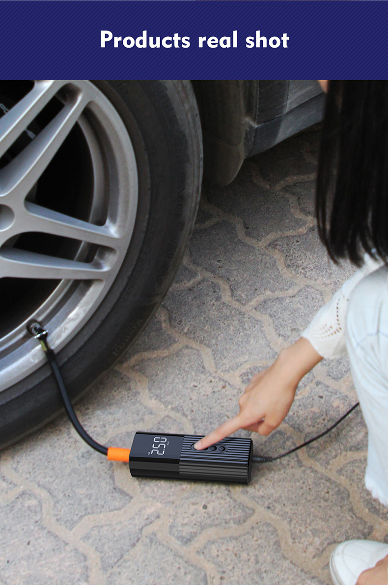 Portable Air Compressor Rechargeable Multipurpose Electric Air Pump with LED Light Digital Tire Pump