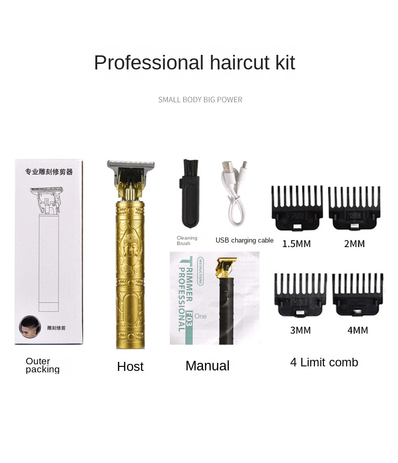 USB Rechargeable Hair Clipper Plastic Lightweight Hair Clipper YYT-033