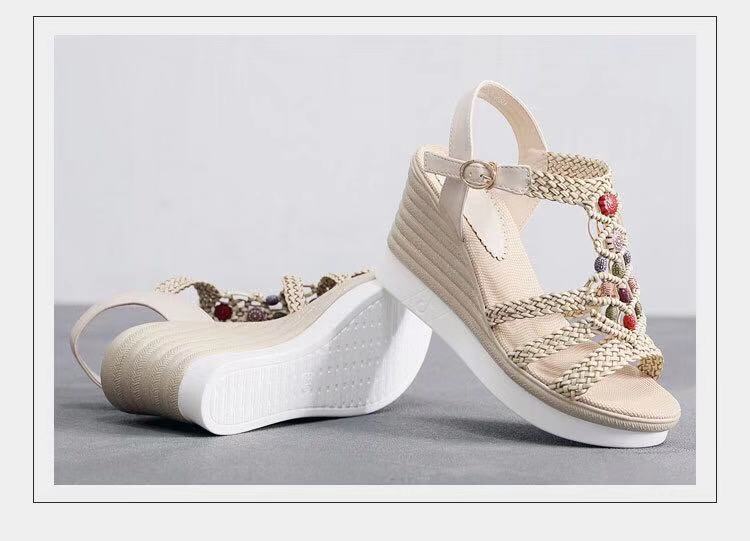 Women Roman Sandals Buckle Peep-Toe Flat Shoes Boohoo Sandals Summer Flat Sandals