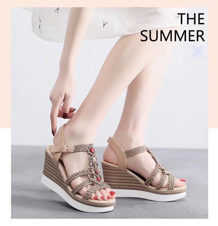 Women Roman Sandals Buckle Peep-Toe Flat Shoes Boohoo Sandals Summer Flat Sandals