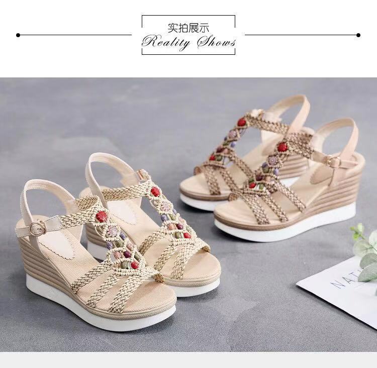 Women Roman Sandals Buckle Peep-Toe Flat Shoes Boohoo Sandals Summer Flat Sandals