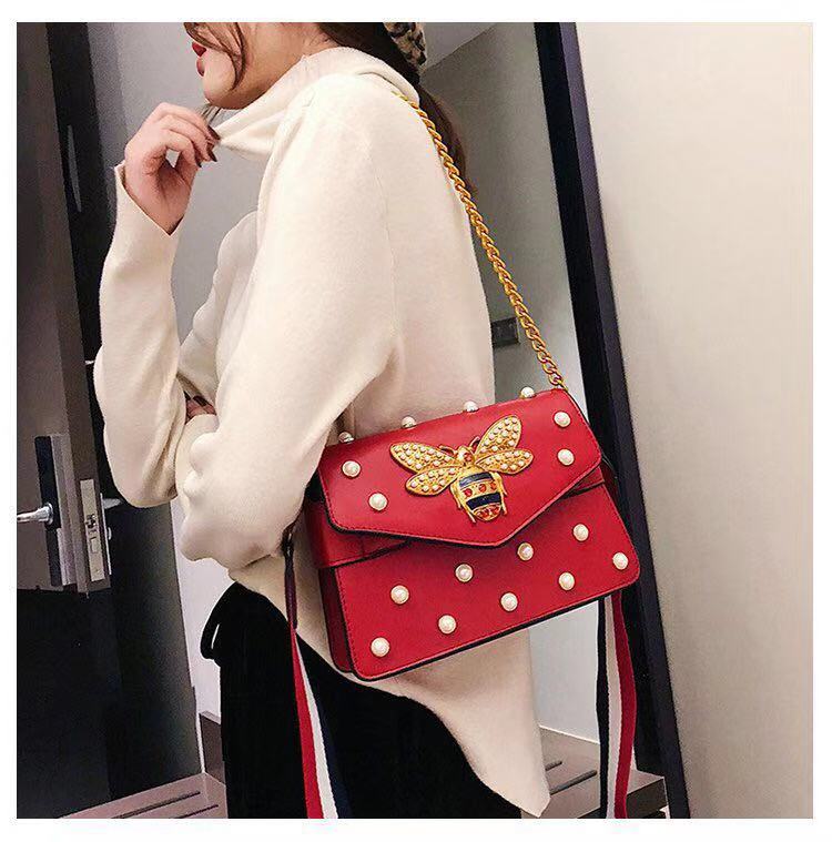 Women Luxury Designer Messenger Leather Shoulder Bag Diamond Little Bee Woman Handbags Strap Bags