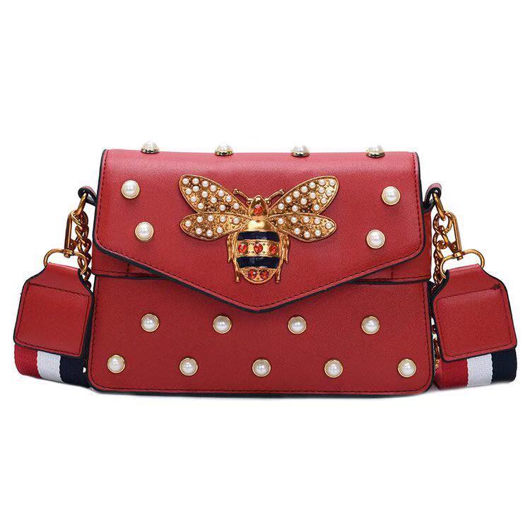 Women Luxury Designer Messenger Leather Shoulder Bag Diamond Little Bee Woman Handbags Strap Bags