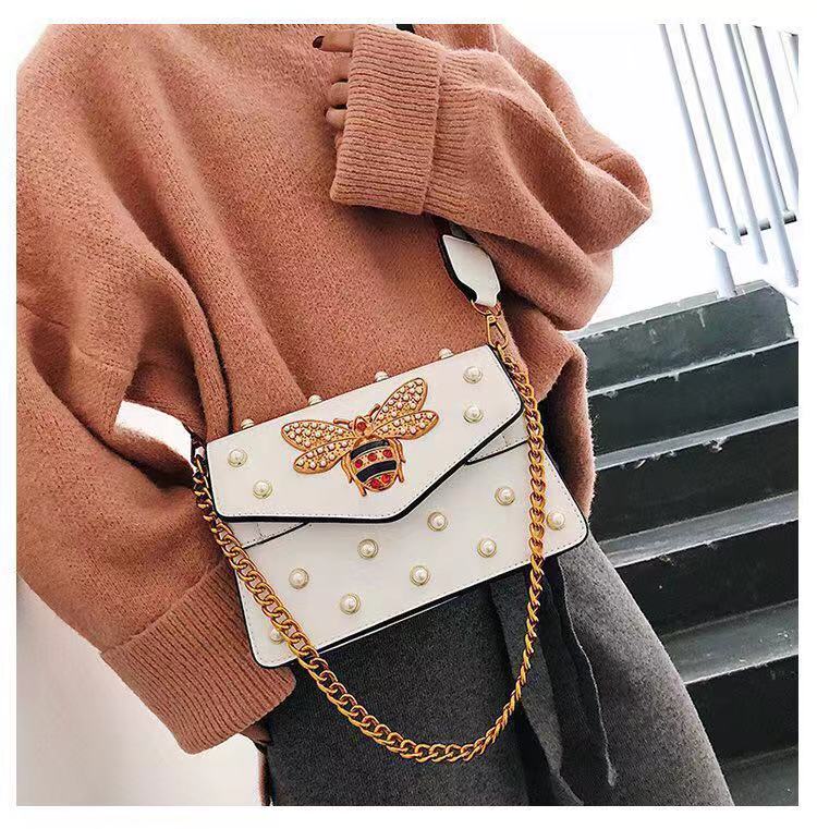 Women Luxury Designer Messenger Leather Shoulder Bag Diamond Little Bee Woman Handbags Strap Bags