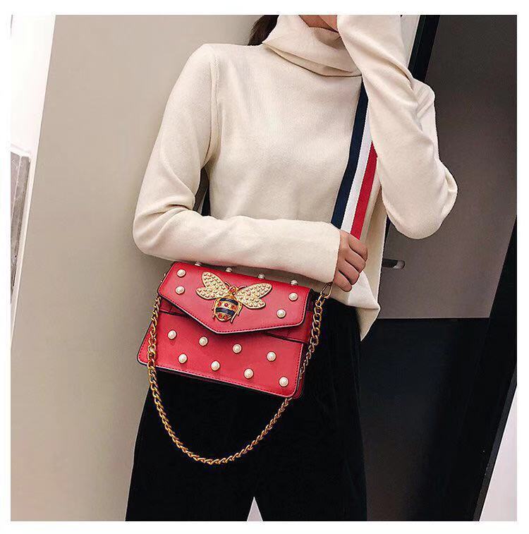 Women Luxury Designer Messenger Leather Shoulder Bag Diamond Little Bee Woman Handbags Strap Bags
