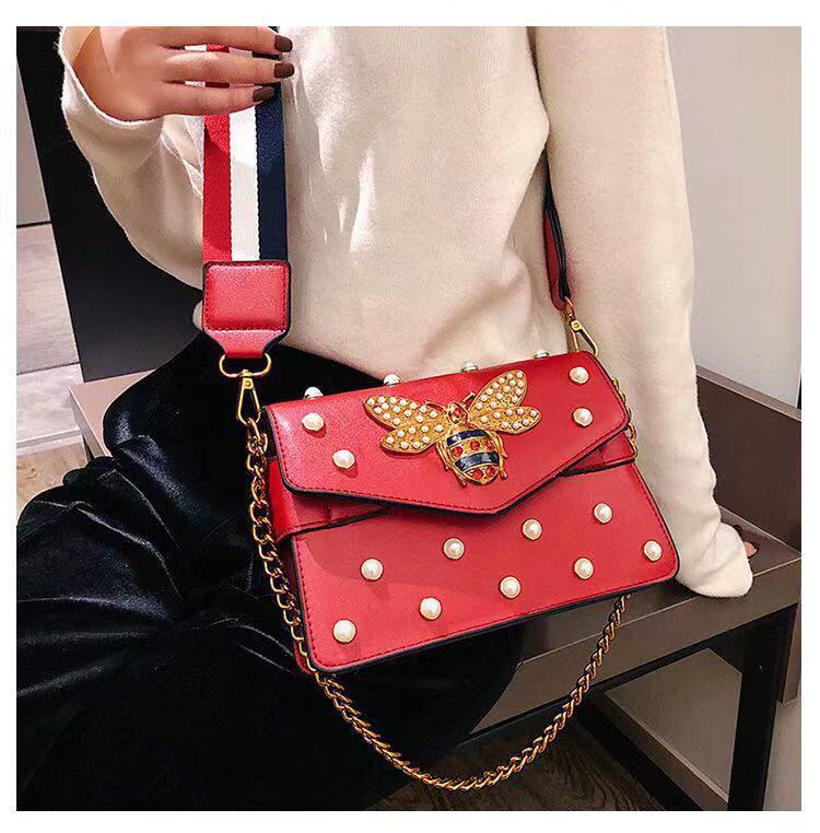 Women Luxury Designer Messenger Leather Shoulder Bag Diamond Little Bee Woman Handbags Strap Bags