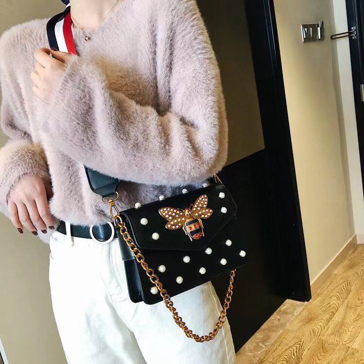 Women Luxury Designer Messenger Leather Shoulder Bag Diamond Little Bee Woman Handbags Strap Bags