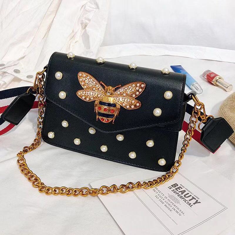 Women Luxury Designer Messenger Leather Shoulder Bag Diamond Little Bee Woman Handbags Strap Bags