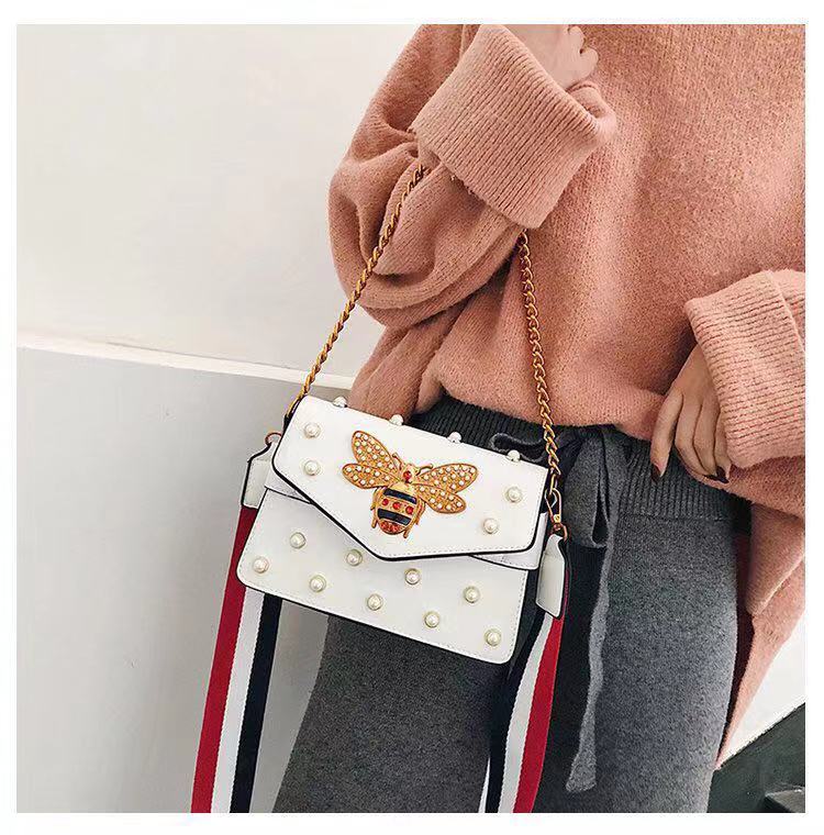 Women Luxury Designer Messenger Leather Shoulder Bag Diamond Little Bee Woman Handbags Strap Bags