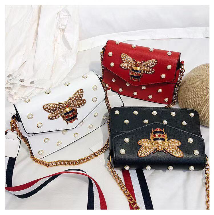 Women Luxury Designer Messenger Leather Shoulder Bag Diamond Little Bee Woman Handbags Strap Bags