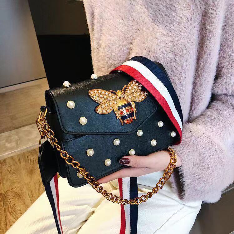 Women Luxury Designer Messenger Leather Shoulder Bag Diamond Little Bee Woman Handbags Strap Bags