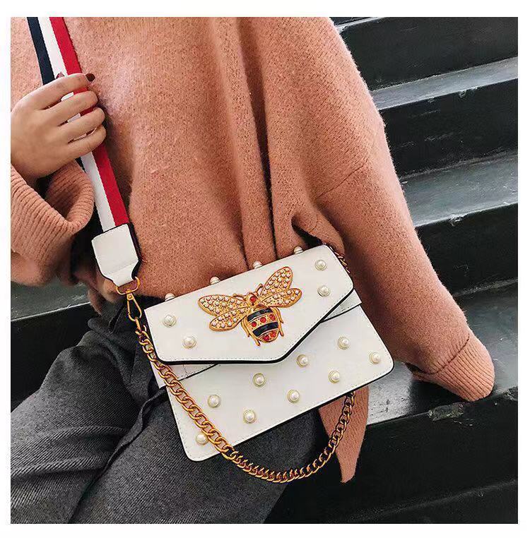 Women Luxury Designer Messenger Leather Shoulder Bag Diamond Little Bee Woman Handbags Strap Bags