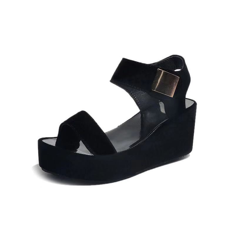 Women's Open Toe Ankle Strap Scrappy Open Toe Espadrille Platform Wedge Sandals