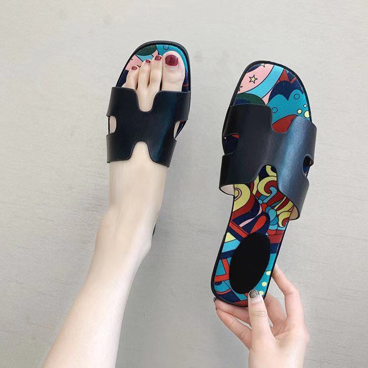 Luxury Brand 2021 New Summer Slippers, Women Slides H word Hollow Out/ Home Indoor, Outdoor