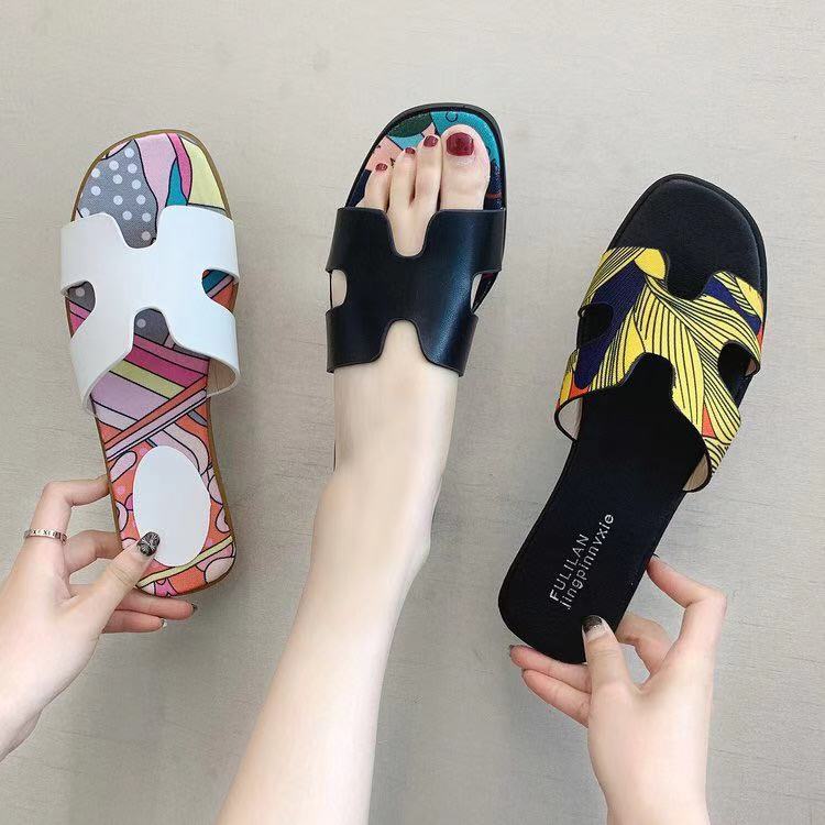 Luxury Brand 2021 New Summer Slippers, Women Slides H word Hollow Out/ Home Indoor, Outdoor