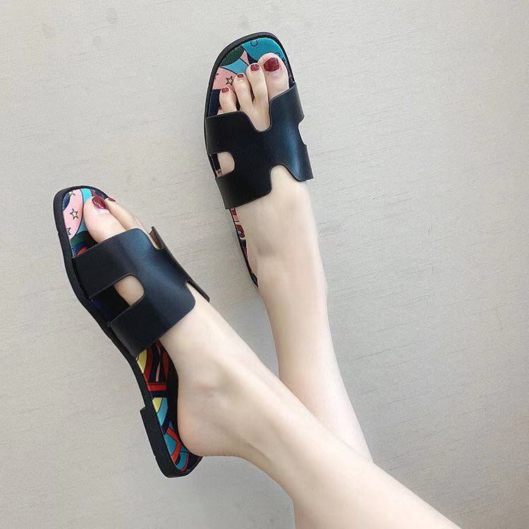 Luxury Brand 2021 New Summer Slippers, Women Slides H word Hollow Out/ Home Indoor, Outdoor