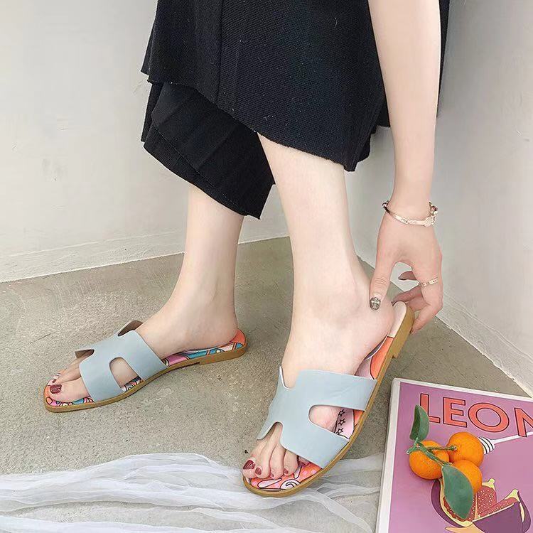 Luxury Brand 2021 New Summer Slippers, Women Slides H word Hollow Out/ Home Indoor, Outdoor