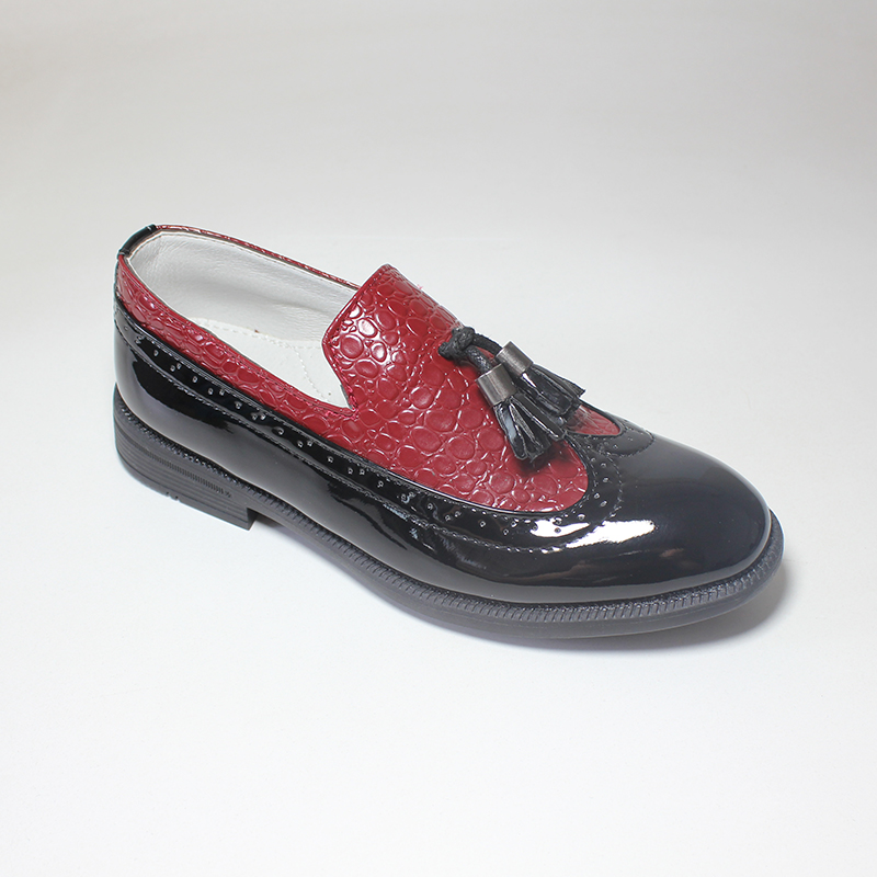 Boys Kids PU Patent Formal Sneake Print Brogue Wedding Dress Shoes School Uniform Oxford Shoe