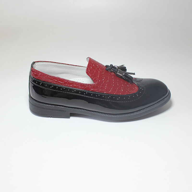 Boys Kids PU Patent Formal Sneake Print Brogue Wedding Dress Shoes School Uniform Oxford Shoe