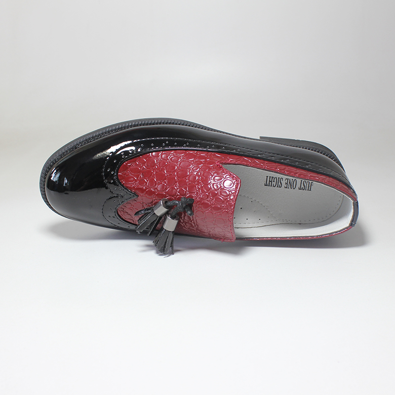 Boys Kids PU Patent Formal Sneake Print Brogue Wedding Dress Shoes School Uniform Oxford Shoe