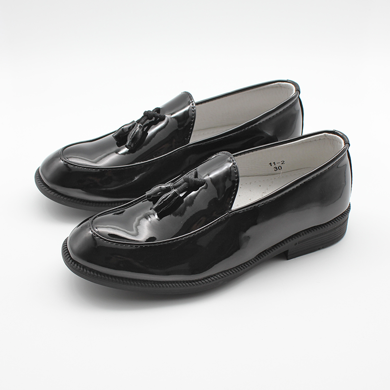 Boys Shoes Slip On Formal Patent Faux Leather Loafers Kids Dress Shoes Tassel Wedding Shoe